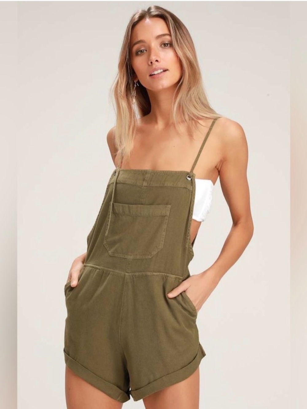Billabong Olive Green Utility Romper - Picture 3 of 4